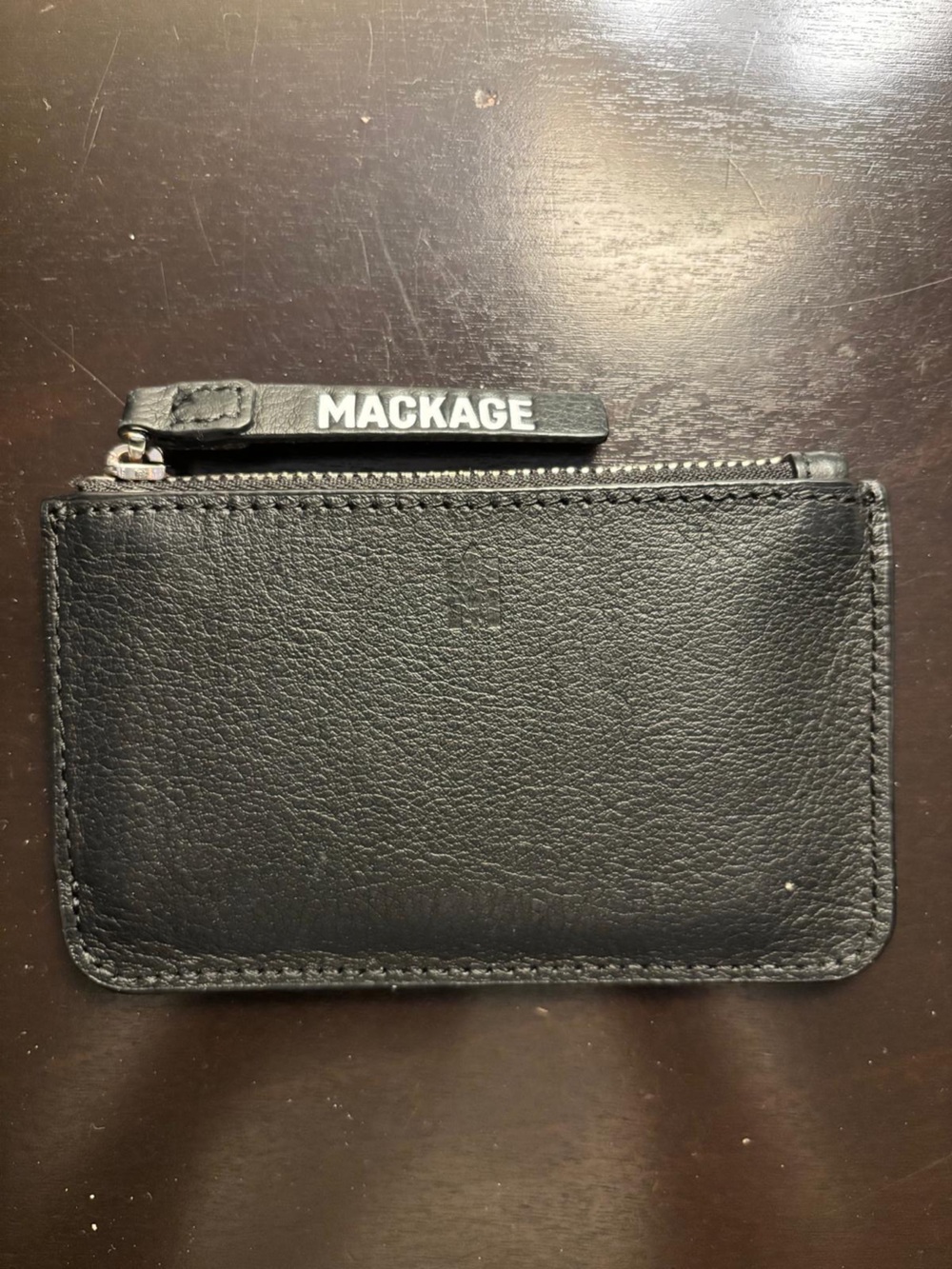 NWT Mackage Black Leather Zip Card & Key Holder Unisex - New in Box